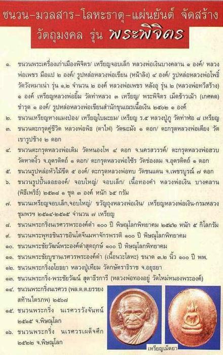 เม็ดยาหลวงพ่อเงิน รุ่นพระพิจิตร ปี 42 พิธีใหญ่หลวงปู่หมุน 