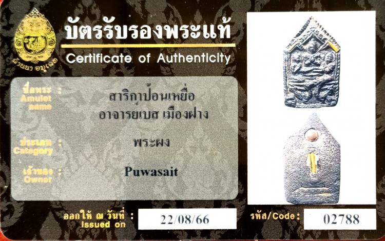 สาริกาป้อนเหยื่อ อาจารย์​เบส​ เมืองฝาง พร้อมบัตรรับรองพระแท้