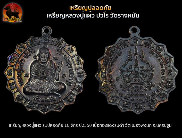 เหรียญ 16 จักร เหรียญปลอดภัย ปี 50 หลวงปู่แผ้ว ปวโร 