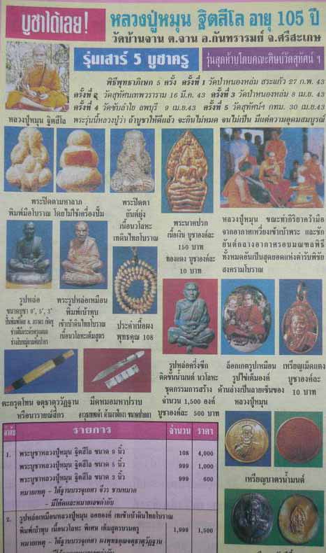ตะกรุดโทนจตุธาตุวัฏฐาน นารายณ์4กร หลวงปู่หมุน